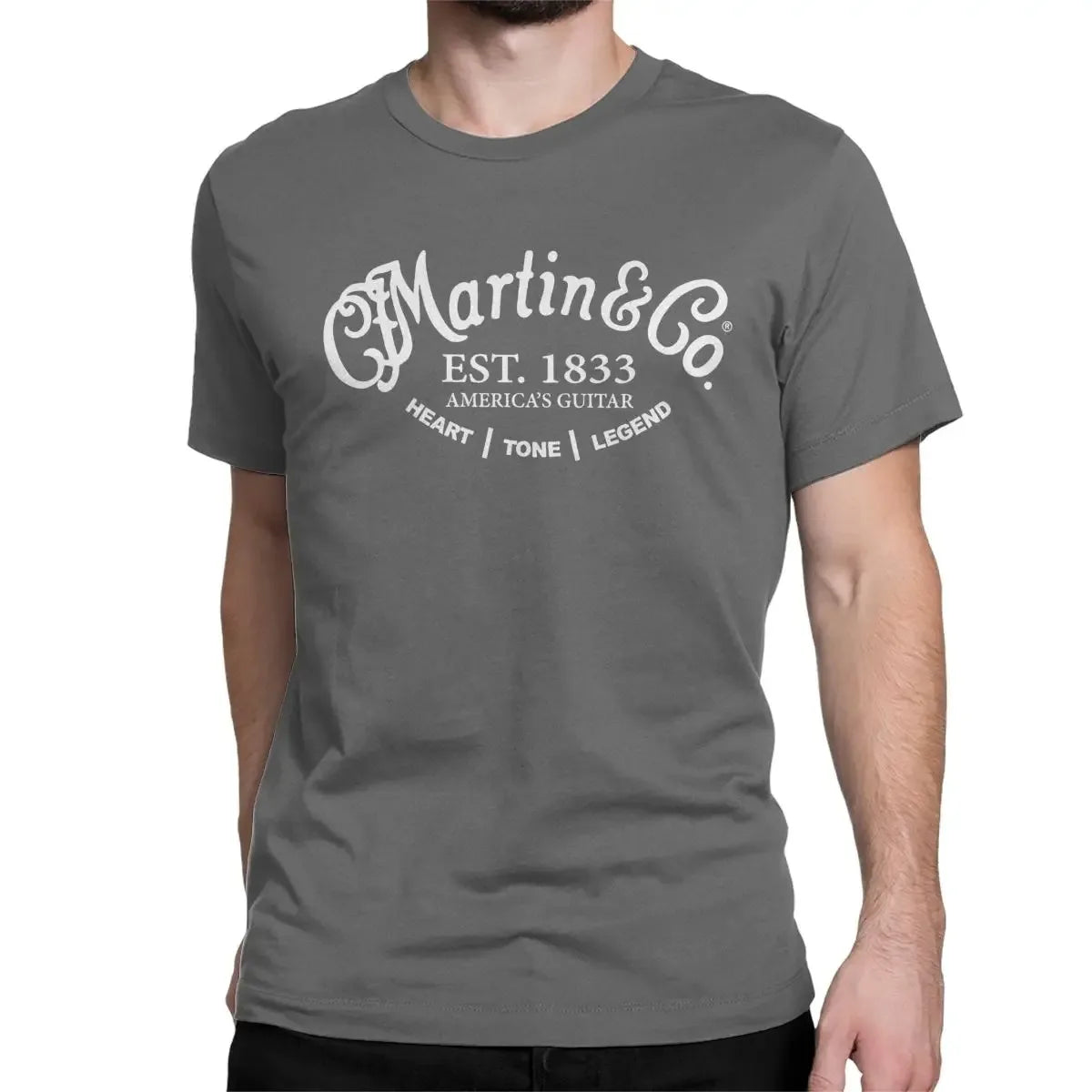 Martin & Co. Guitar Logo Black Tee 100% Cotton Cool Comfy Stylish Must-Have for Music Lovers