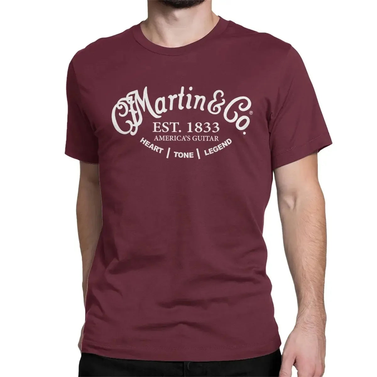 Martin & Co. Guitar Logo Black Tee 100% Cotton Cool Comfy Stylish Must-Have for Music Lovers