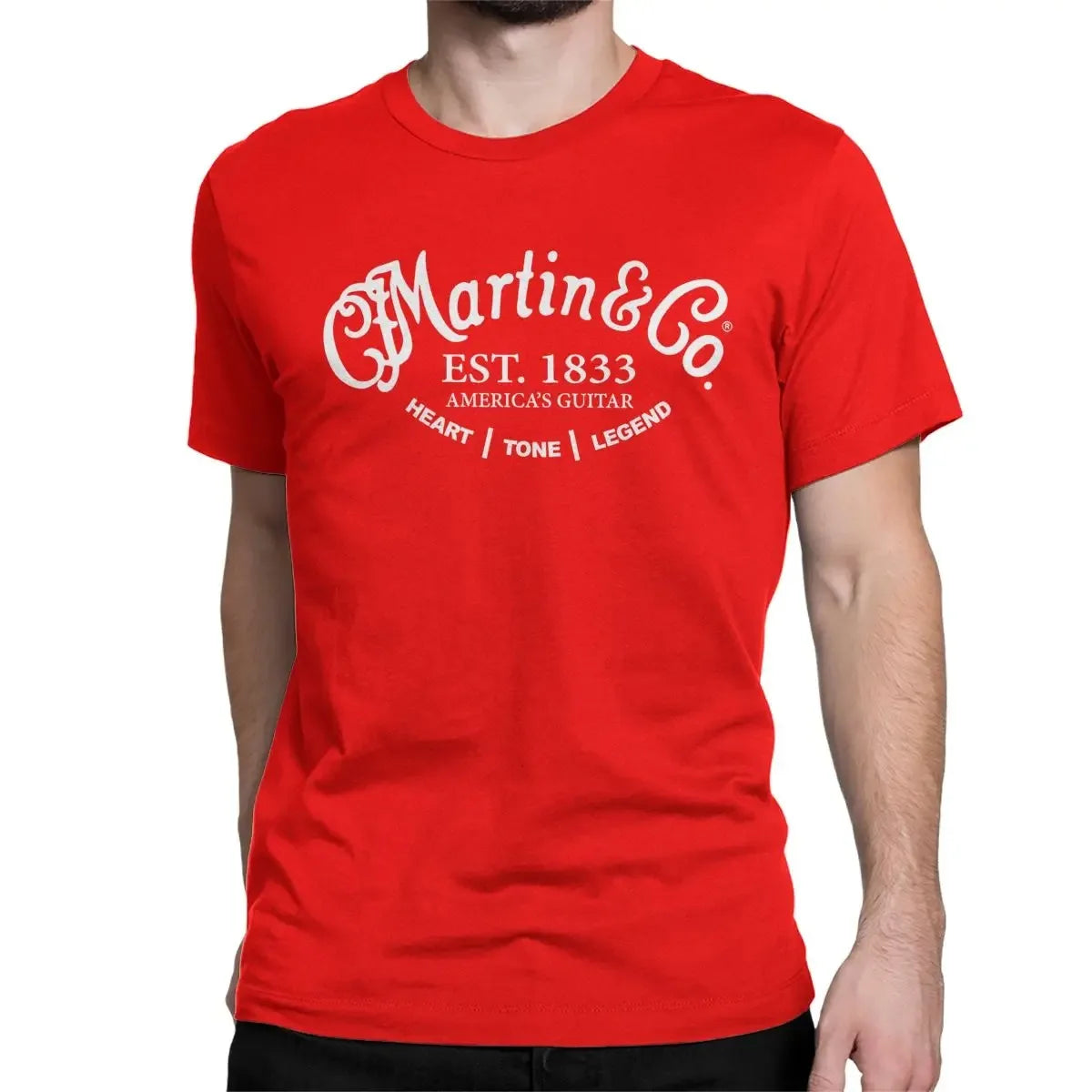 Martin & Co. Guitar Logo Black Tee 100% Cotton Cool Comfy Stylish Must-Have for Music Lovers