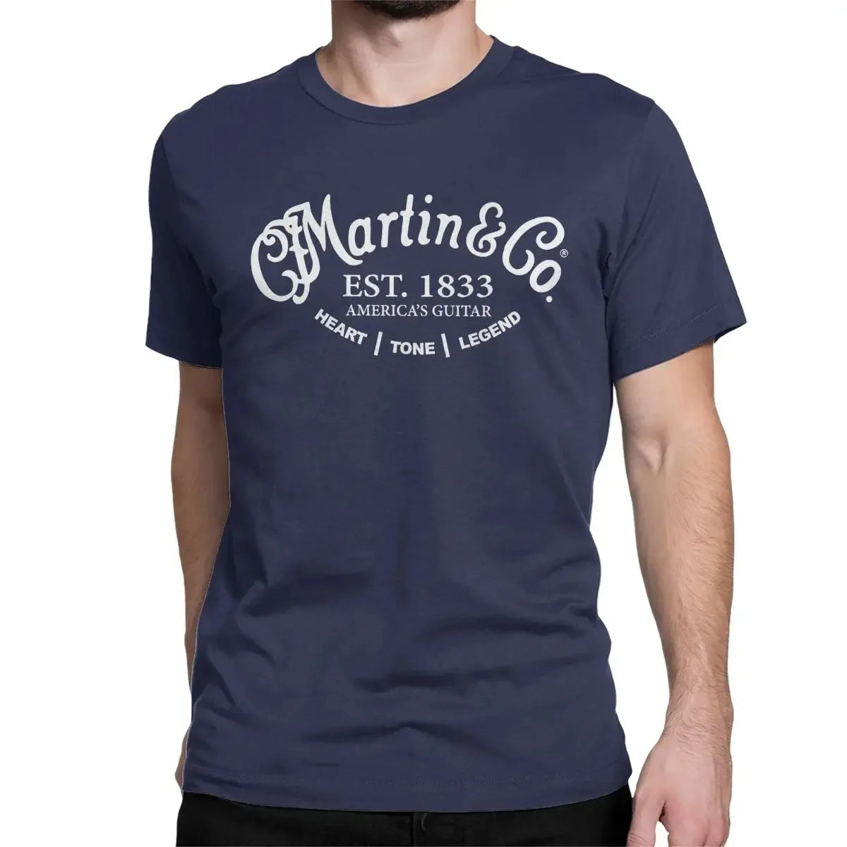 Martin & Co. Guitar Logo Black Tee 100% Cotton Cool Comfy Stylish Must-Have for Music Lovers