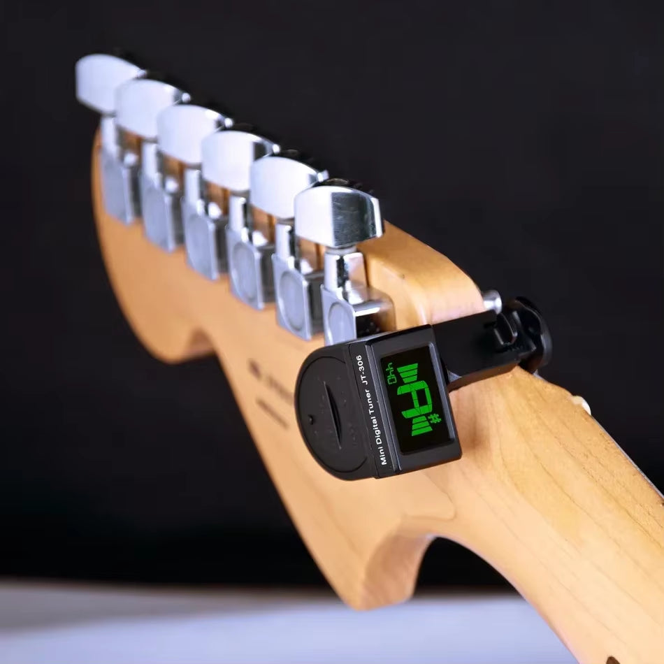 JT-306 Mini Guitar Tuner Digital LCD Clip on Tuner for Electric Acoustic Classic Guitar Chromatic Guitar Bass