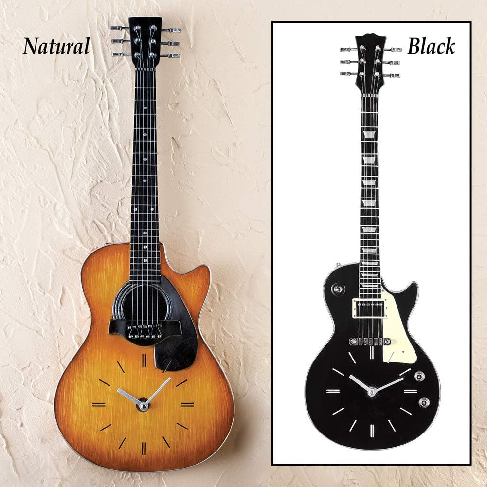 Unique Realistic Guitar Clock Wall Decor - 21" H with Hook on Back for Easy Hanging, Gift Idea for Music Lover