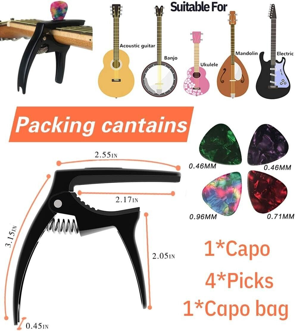 Guitar Capo,Tanmus 3In1 Zinc Metal Capo for Acoustic and Electric Guitars